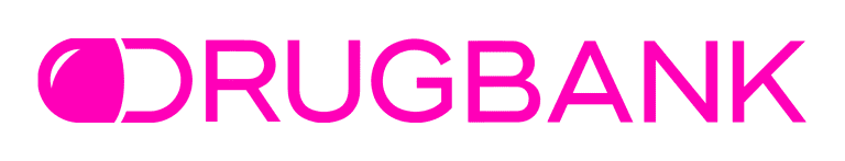 A pink logo with the word drugbank on it.
