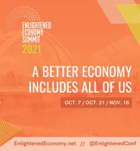 A poster for the enlightened economy summit 2021.