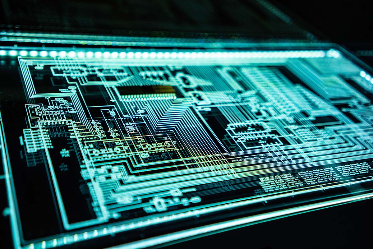 A close up image of a circuit board.