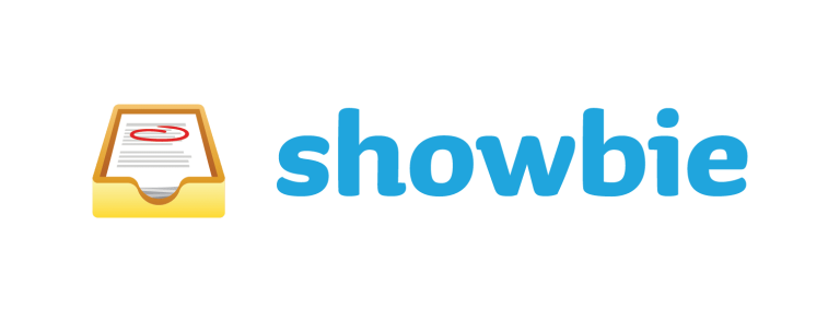 The logo for showbie on a green background.
