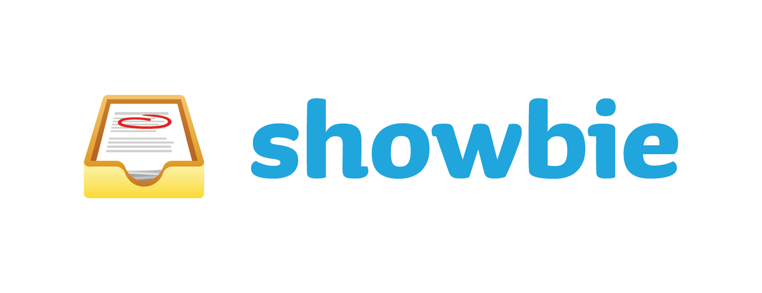 The logo for showbie on a green background.