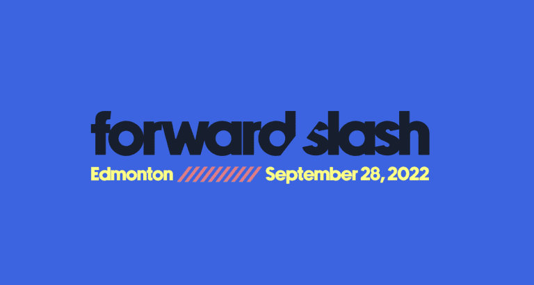 Forward slash logo on a blue background.