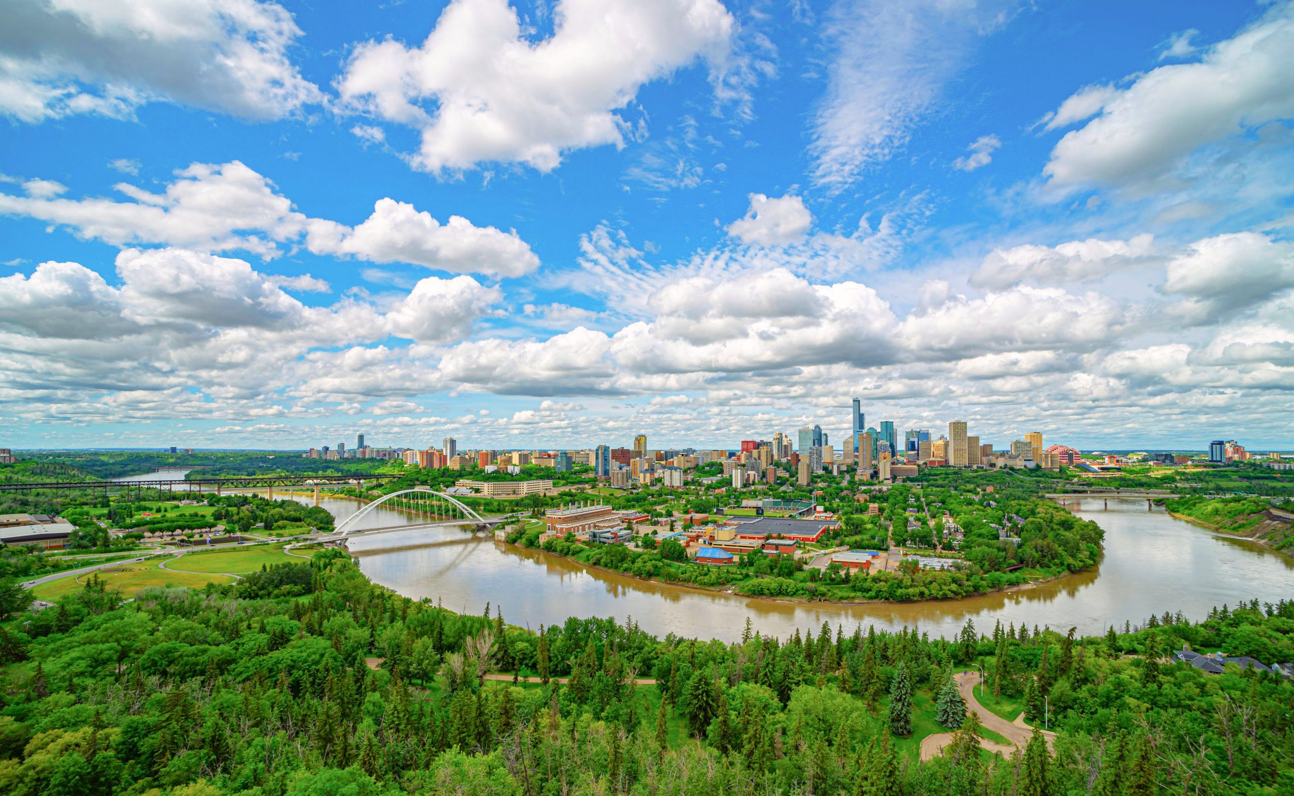 Aerial view of Downtown Edmonton