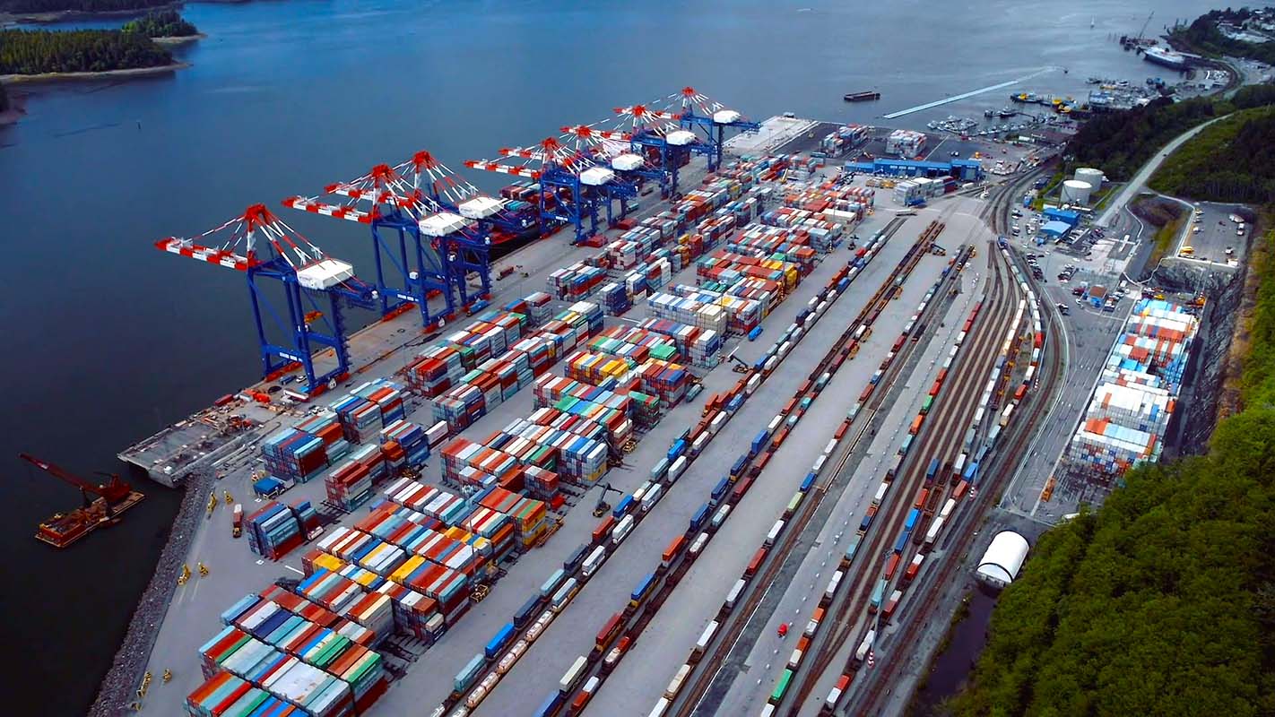 A large container terminal with many containers.
